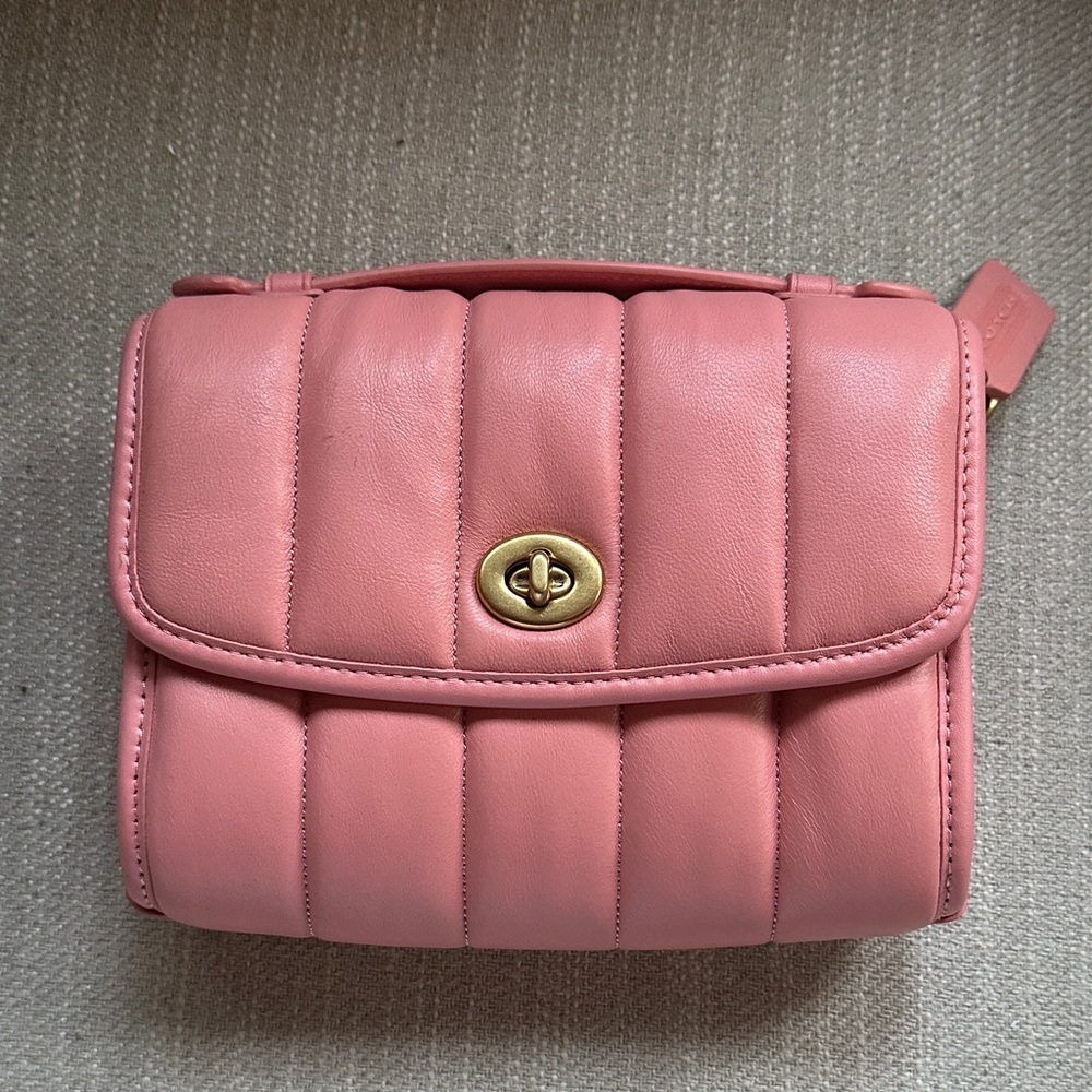 COACH Kip Turnlock Crossbody With Quilting PINK nappa pillowy leather